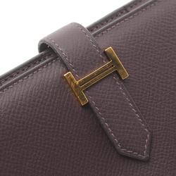 Hermes HERMES Bearn Soufflet Raisin Bi-fold Long Wallet Epsom Leather Women's Purple