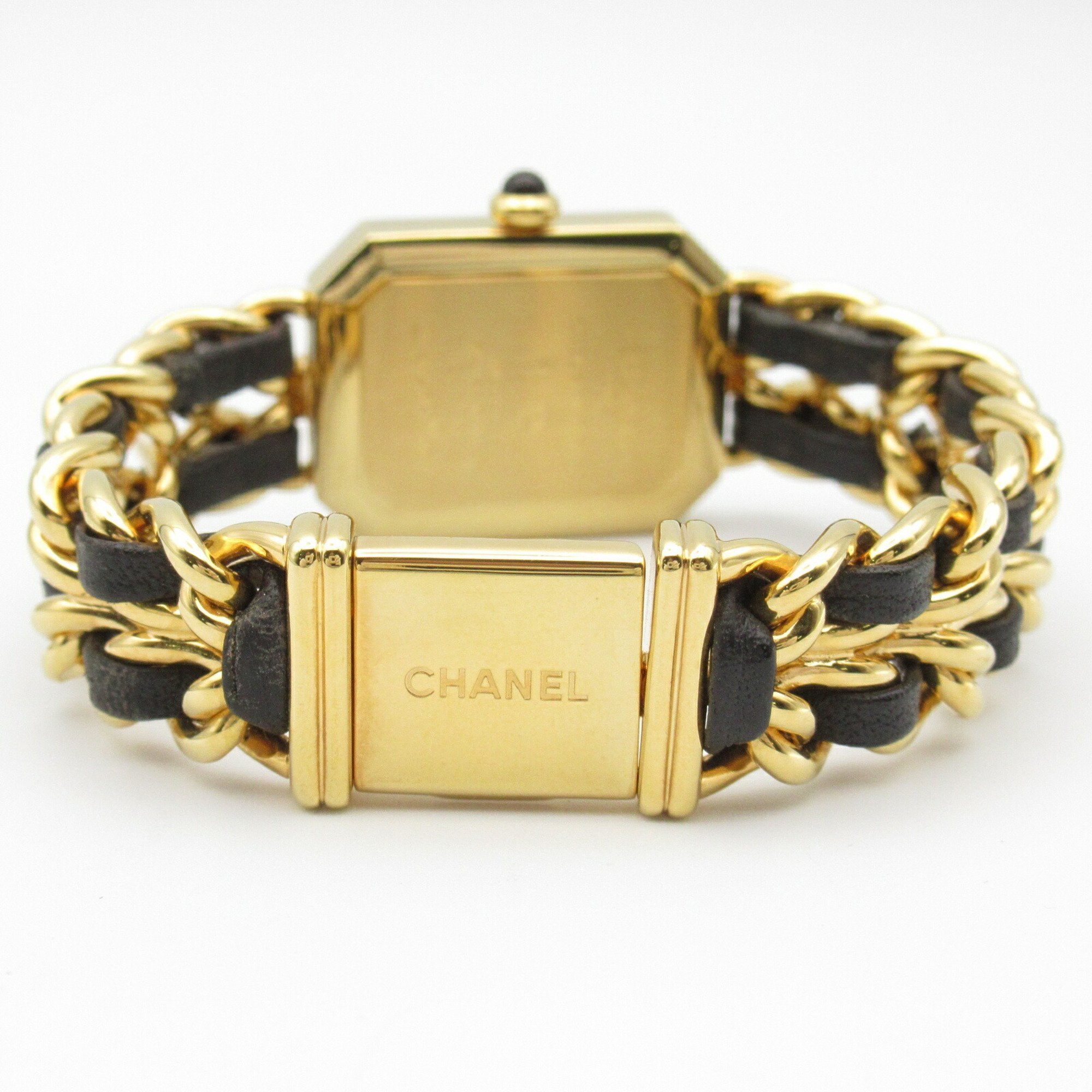 CHANEL Premiere S Watch GP (Gold Plated) Leather Ladies Black H0001