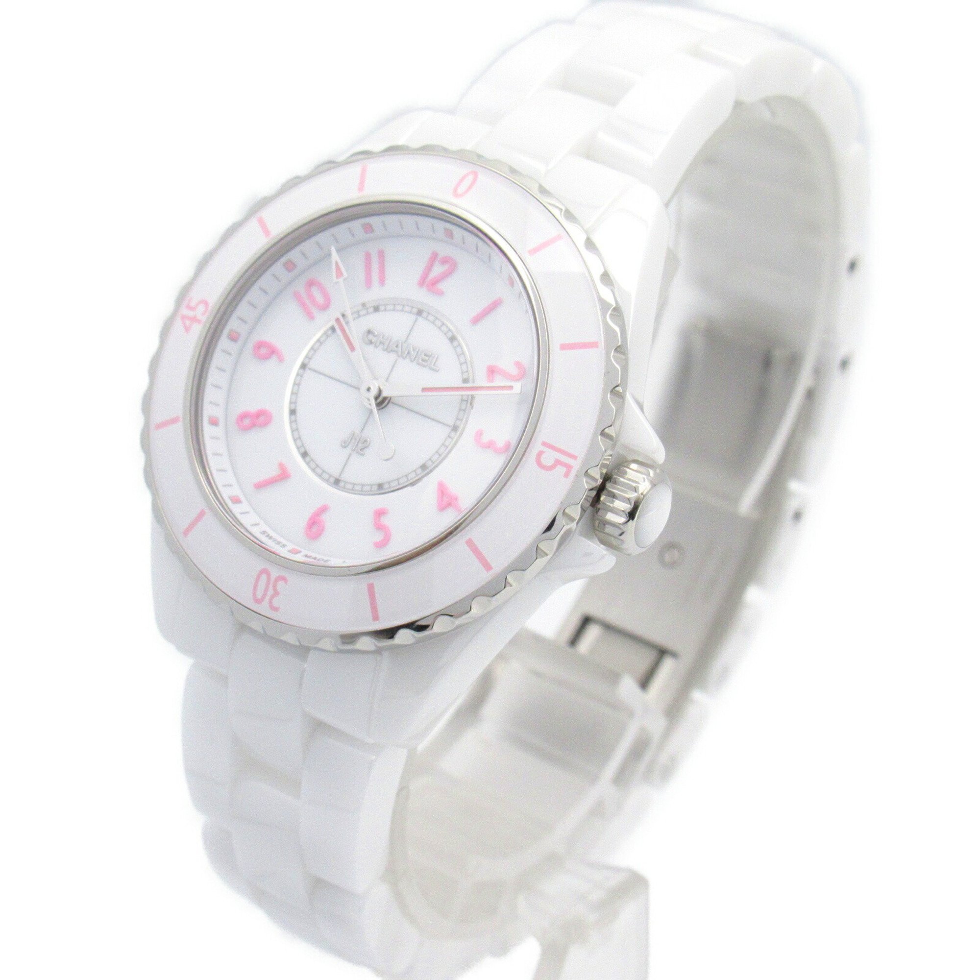 Chanel CHANEL J12 Pink Blush Watch, Ceramic, Women's, White, H6755