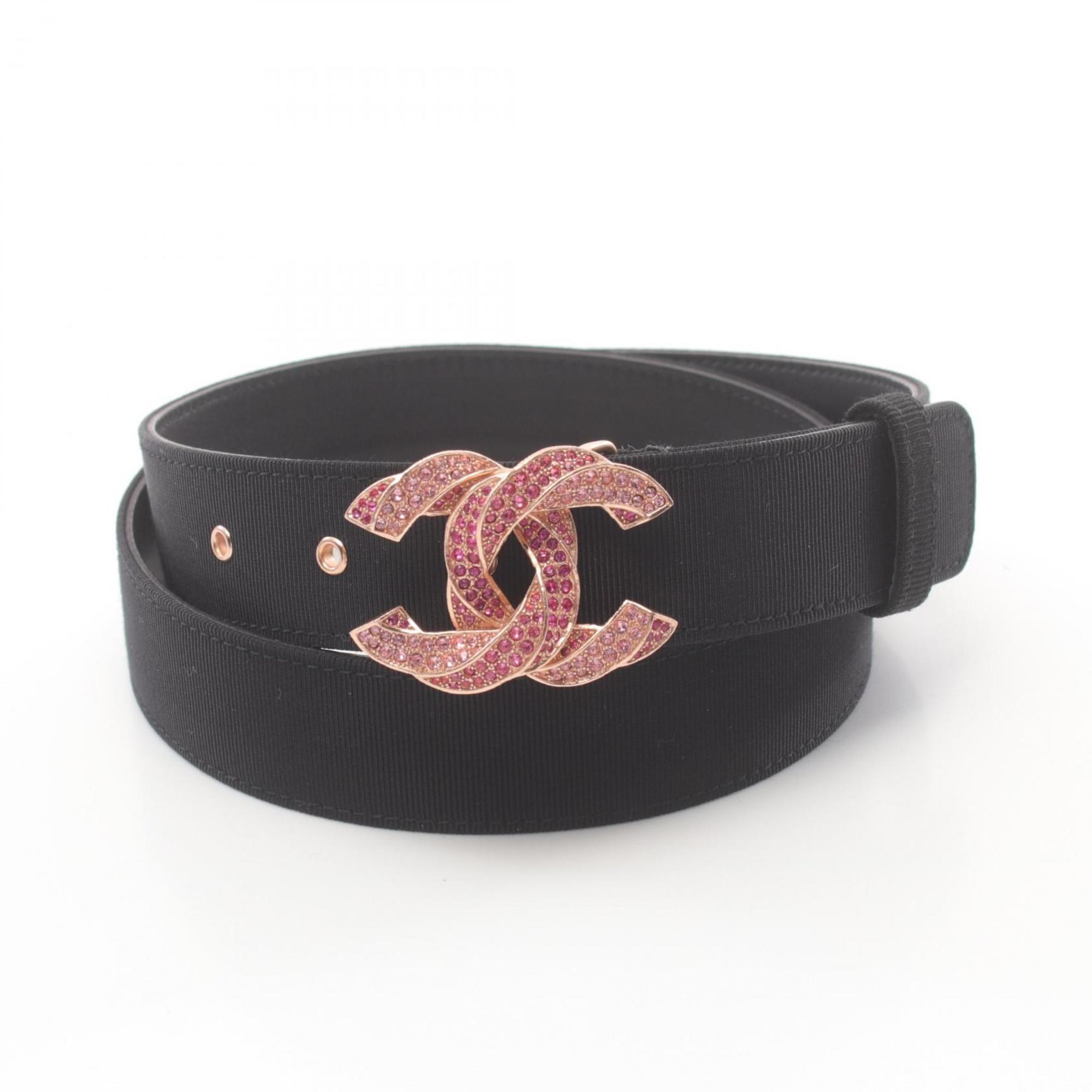 CHANEL Coco Mark Belt Clothing Nylon Women's Black Pink B16C