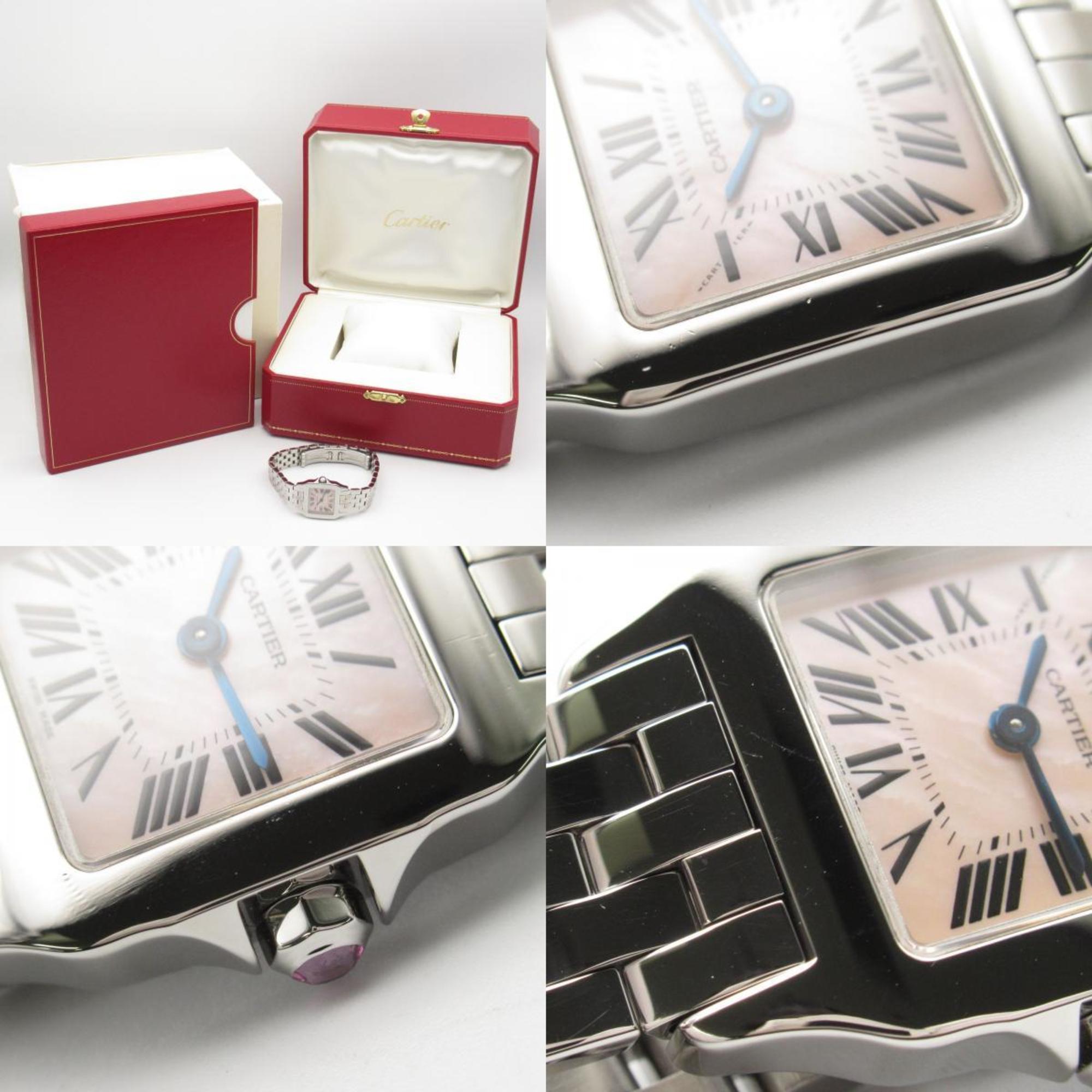 CARTIER Santos Demoiselle SM Watch Stainless Steel Ladies Pink Shell W25075Z5