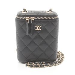 CHANEL Matelasse Shoulder Bag, Caviar Skin (Grained Calf), Women's, Black