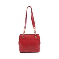 CHANEL Triple Coco Mark Shoulder Bag Caviar Skin (Grained Calf) Women's Red A03675