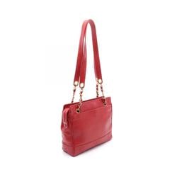 CHANEL Triple Coco Mark Shoulder Bag Caviar Skin (Grained Calf) Women's Red A03675