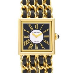 CHANEL Mademoiselle M Watch, K18 (yellow gold), leather, ladies, black, H0006