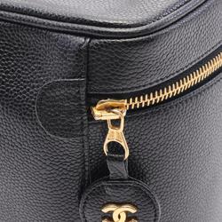 CHANEL Coco Mark Handbag Bag Leather Grained Calfskin Women's Black A01998