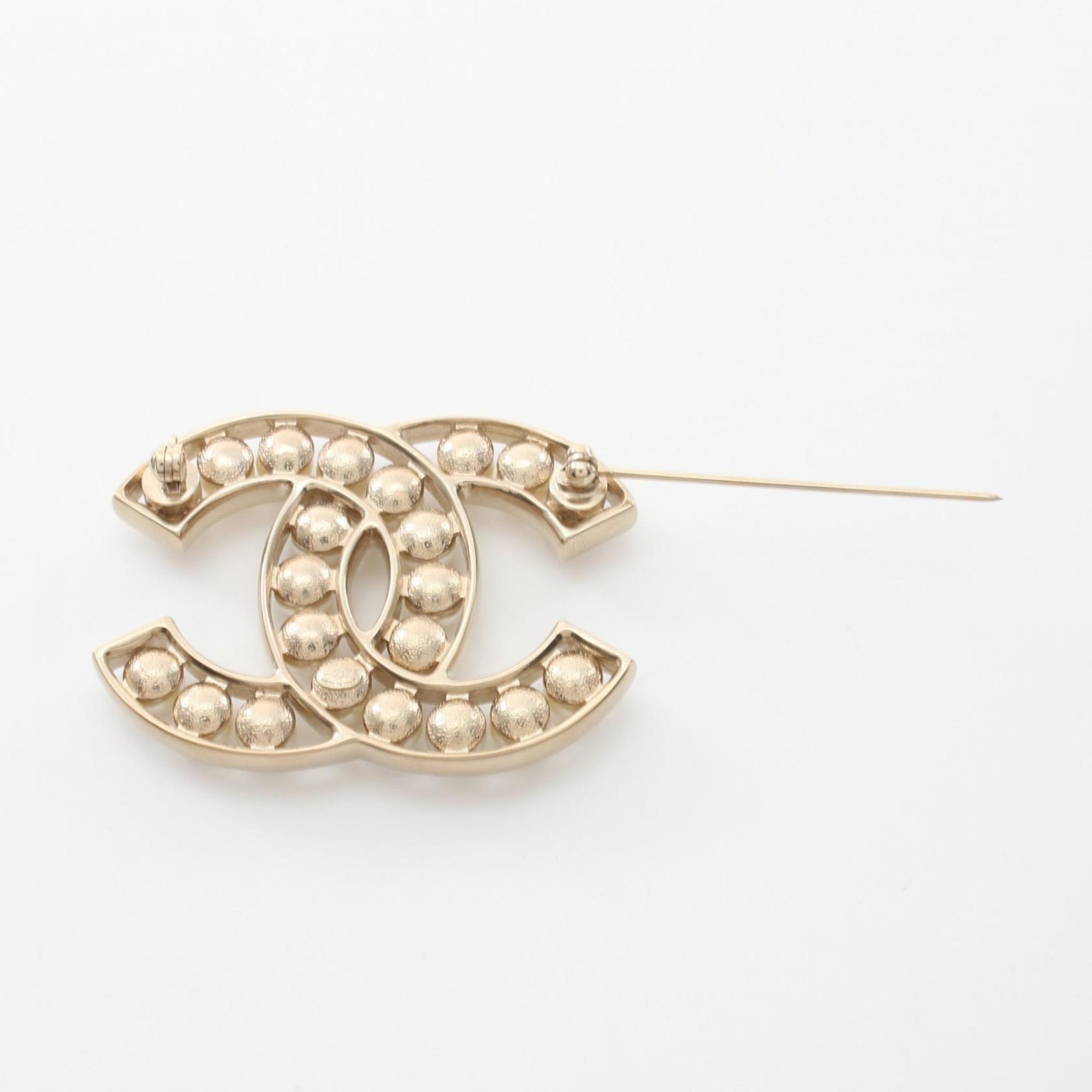 CHANEL Brooch GP (Gold Plated) Fake Pearl Women's Gold