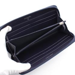 CHANEL Coco Mark Round Long Wallet Caviar Skin (Grained Calf) Women's Navy A50071