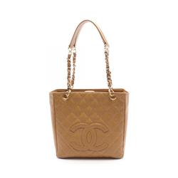 CHANEL Matelasse PST Tote Bag, Leather, Grained Calfskin, Women's, Beige, A50994