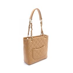 CHANEL Matelasse PST Tote Bag, Leather, Grained Calfskin, Women's, Beige, A50994