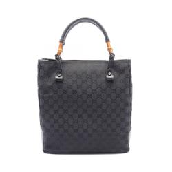 GUCCI Bamboo GG Canvas Tote Bag Leather Women's Black 112530