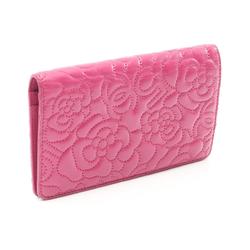 CHANEL Camellia Bi-fold Wallet, Lambskin, Women's, Pink, A70618