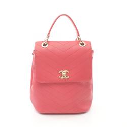 CHANEL V-stitch backpack, leather, bag, women's, pink, AS0640