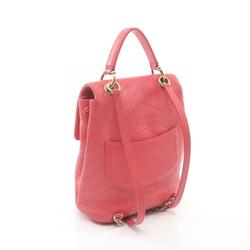 CHANEL V-stitch backpack, leather, bag, women's, pink, AS0640