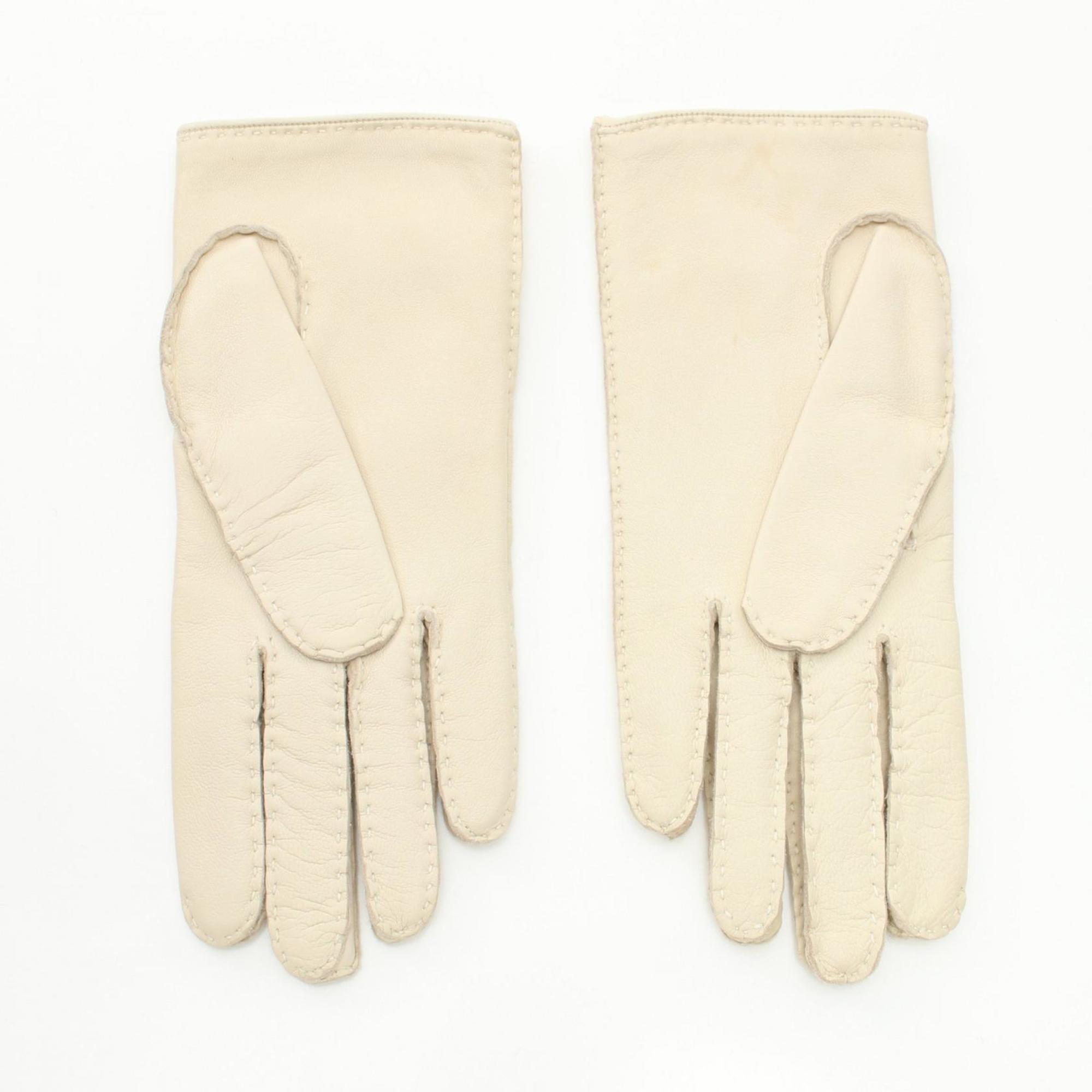 Hermes HERMES Serie Gloves Clothing Leather Women's Ivory