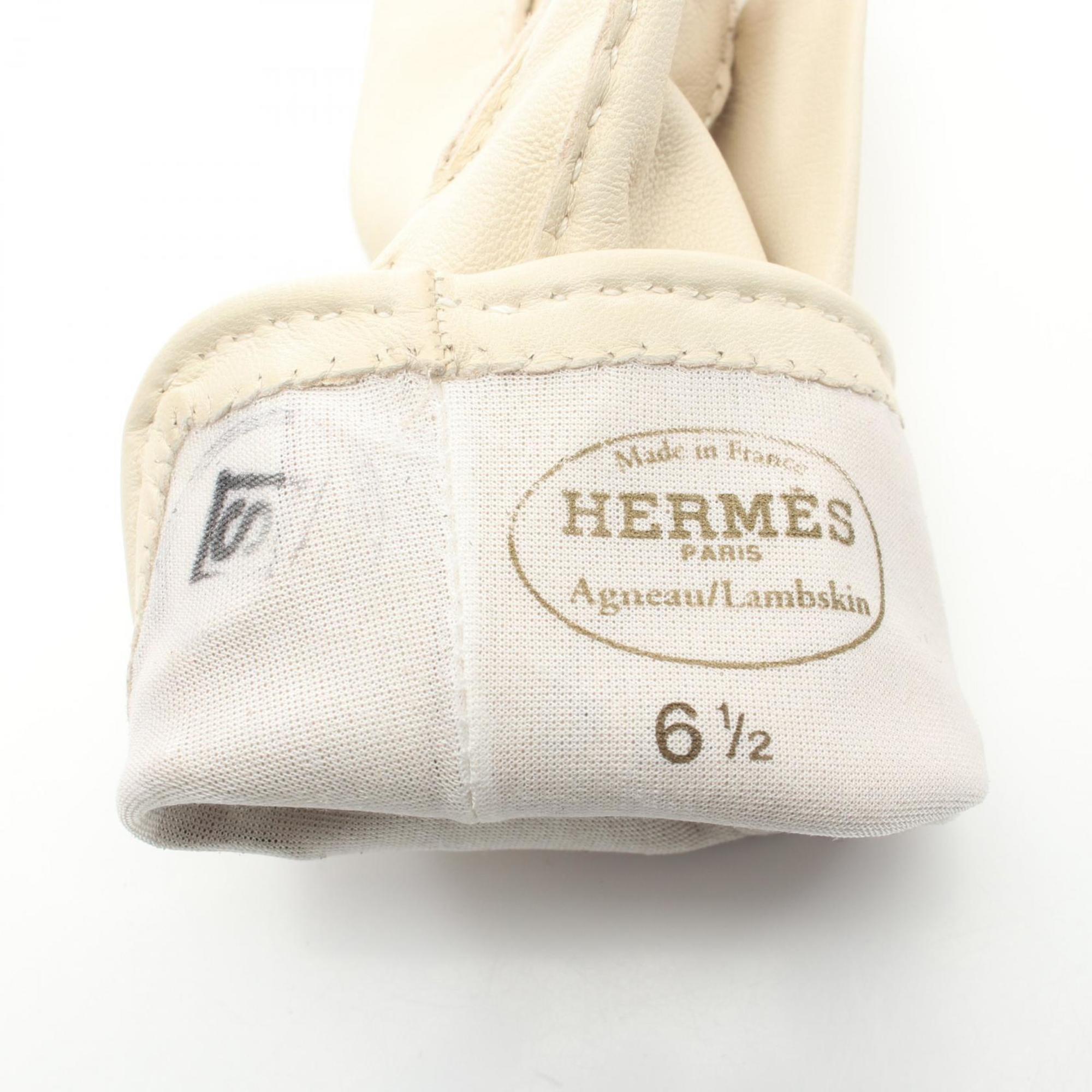 Hermes HERMES Serie Gloves Clothing Leather Women's Ivory