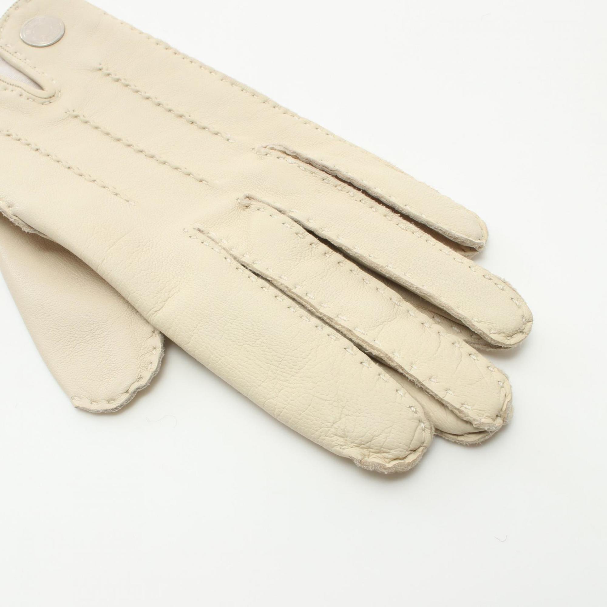 Hermes HERMES Serie Gloves Clothing Leather Women's Ivory