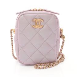 CHANEL Matelasse Shoulder Bag Leather Women's Pink