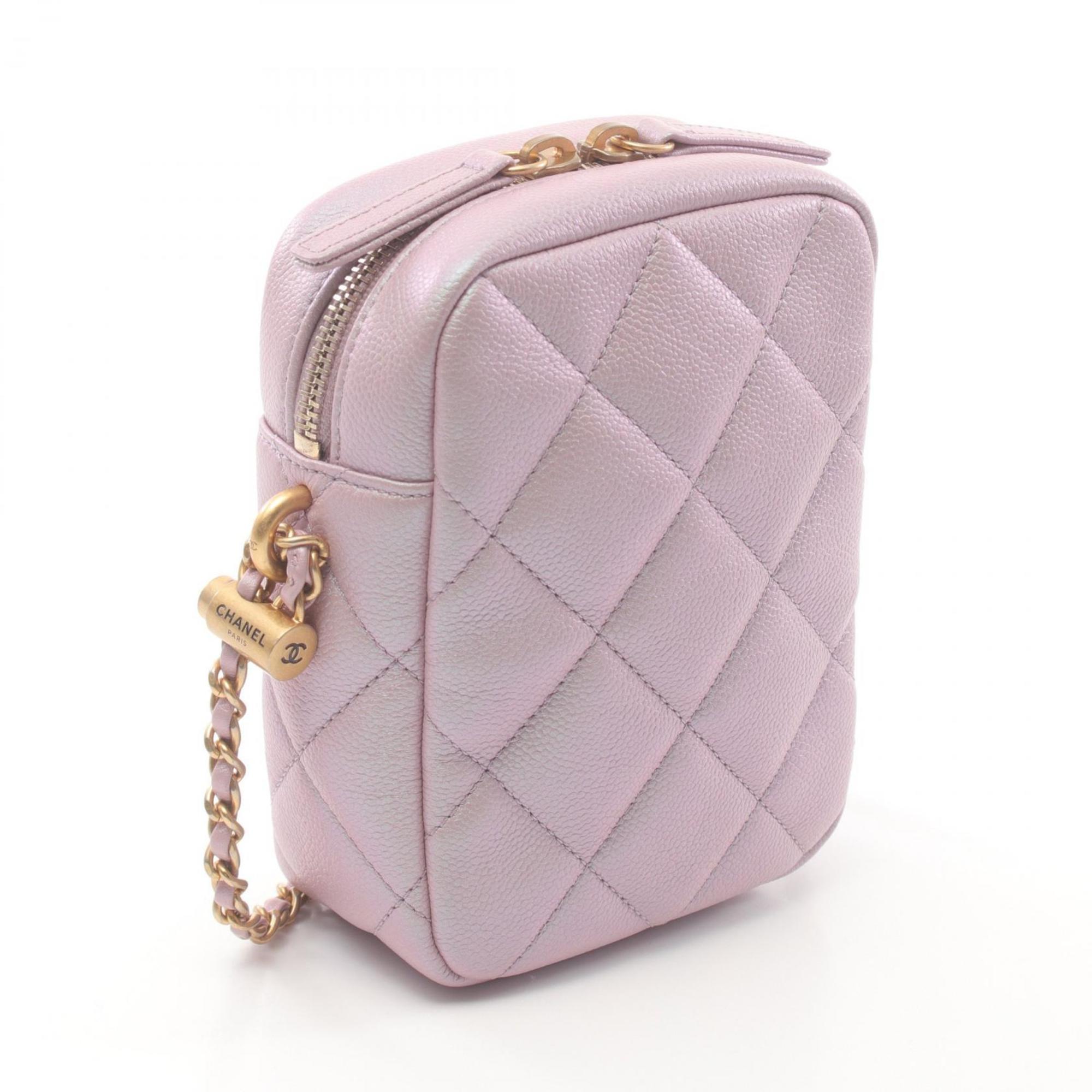 CHANEL Matelasse Shoulder Bag Leather Women's Pink