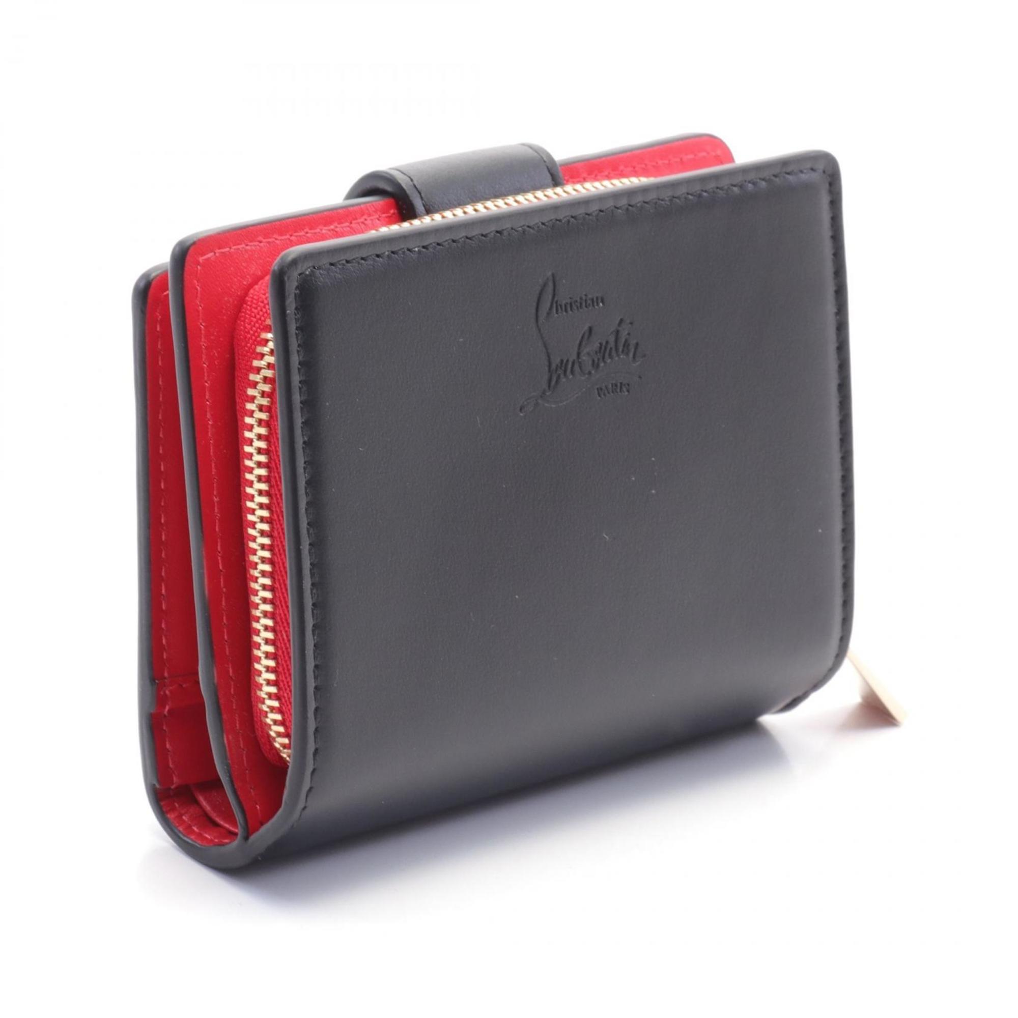 Christian Louboutin LOUBI54 Ruby Bi-fold Wallet Leather Women's Black 3245164CM6S