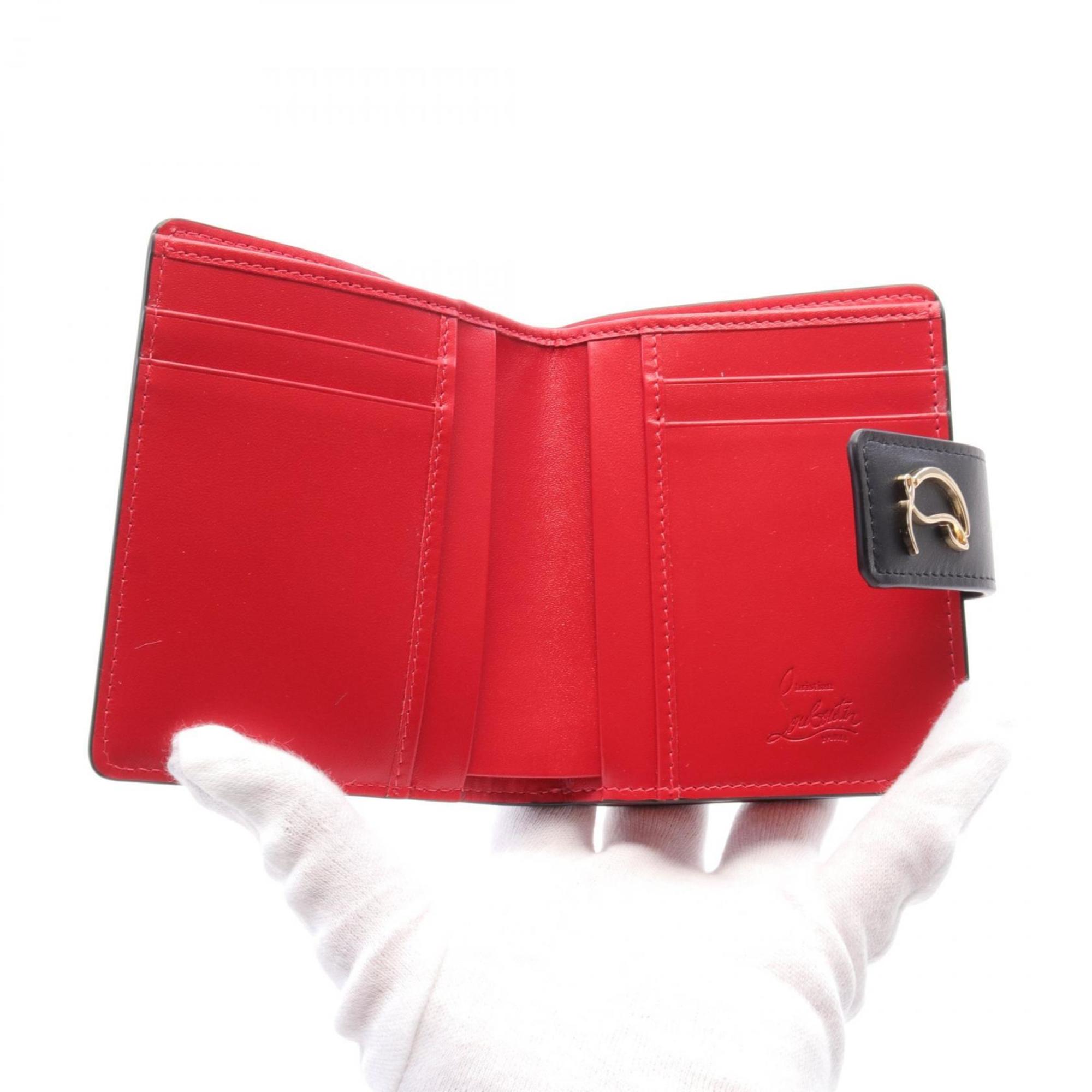 Christian Louboutin LOUBI54 Ruby Bi-fold Wallet Leather Women's Black 3245164CM6S