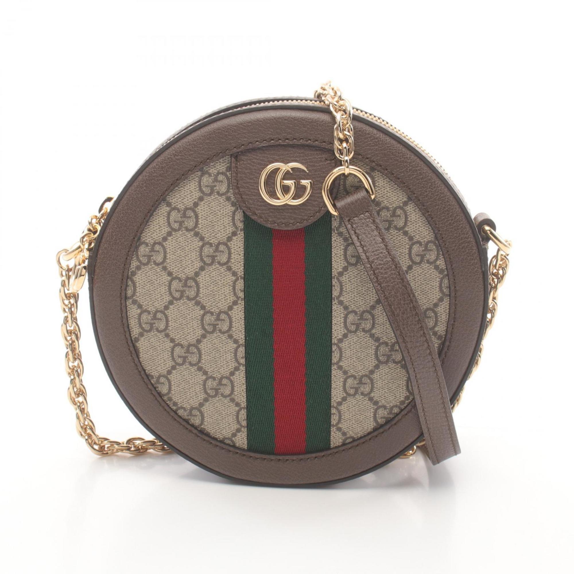 Gucci Ophidia Sherry Line GG Supreme Shoulder Bag Coated Canvas Leather Women's Beige Brown Multicolor 550618