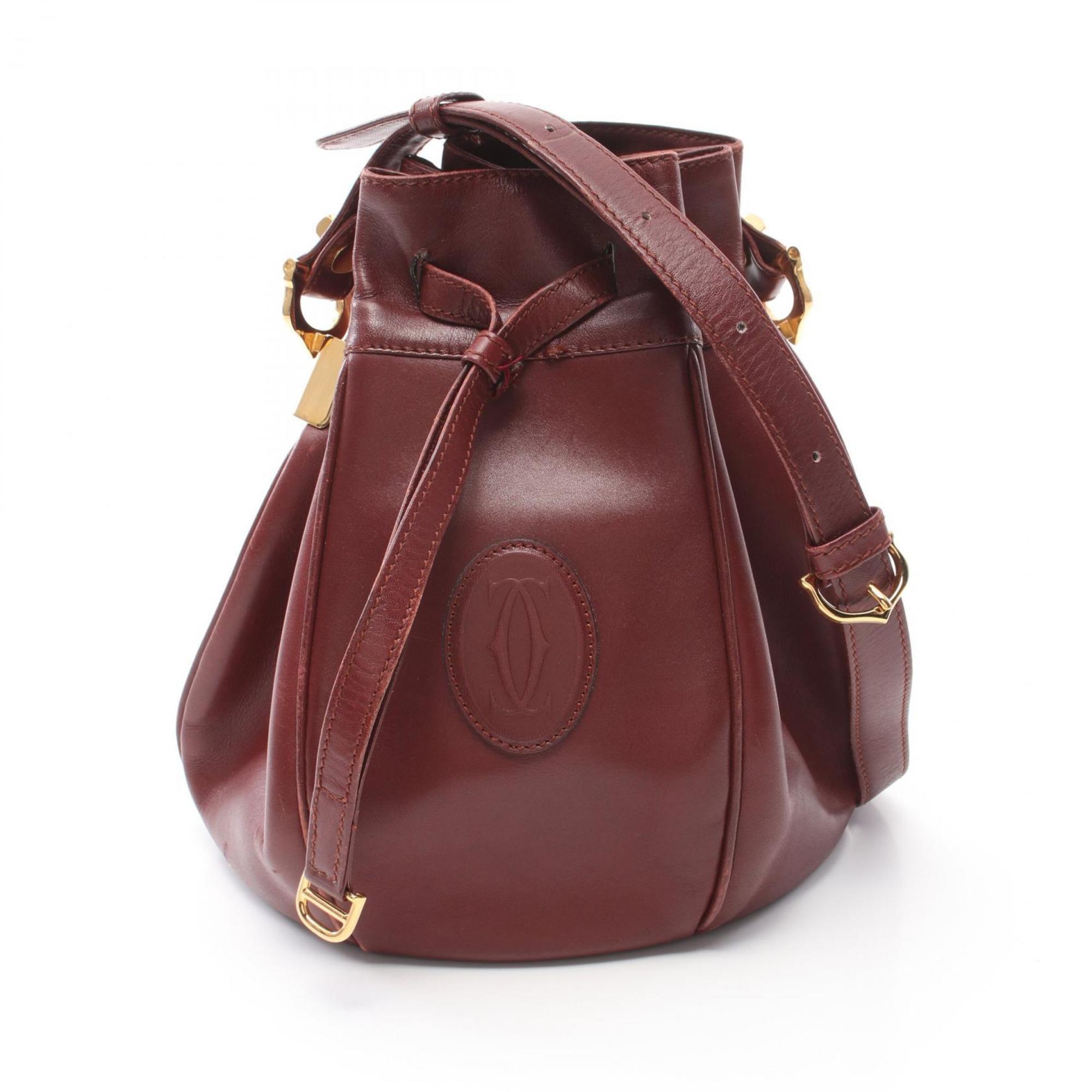 CARTIER Must Line Shoulder Bag Leather Women's Bordeaux