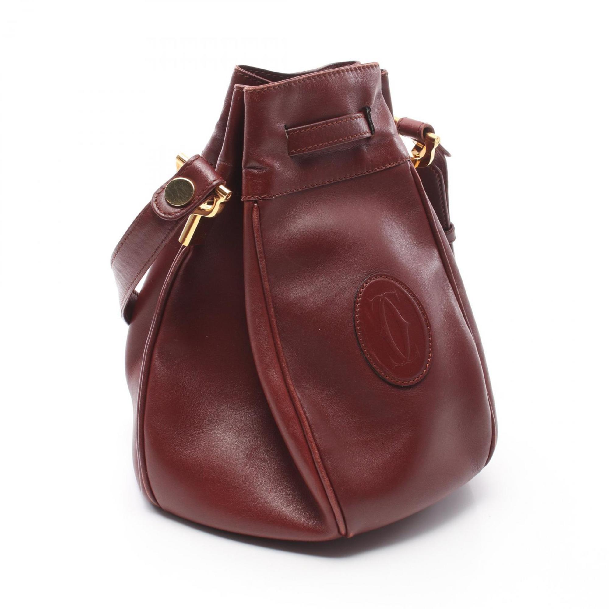 CARTIER Must Line Shoulder Bag Leather Women's Bordeaux