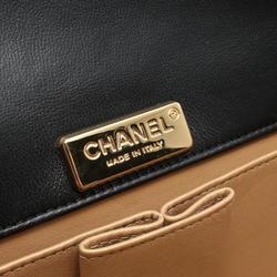 CHANEL Matelasse Shoulder Bag, Lambskin, Metal, Women's, Black