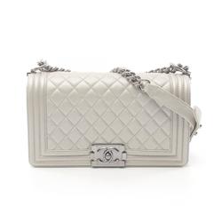 CHANEL Boy Chanel Matelasse Shoulder Bag Caviar Skin (Grained Calf) Women's Silver A67086