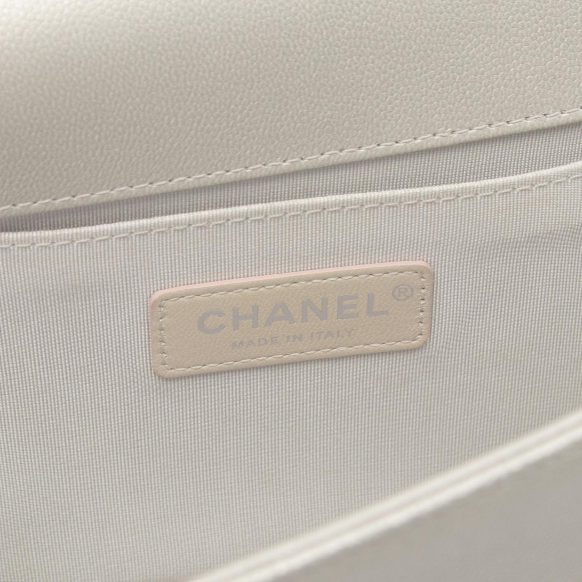 CHANEL Boy Chanel Matelasse Shoulder Bag Caviar Skin (Grained Calf) Women's Silver A67086