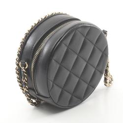 CHANEL Matelasse Shoulder Bag, Lambskin, Women's, Black, AP0739