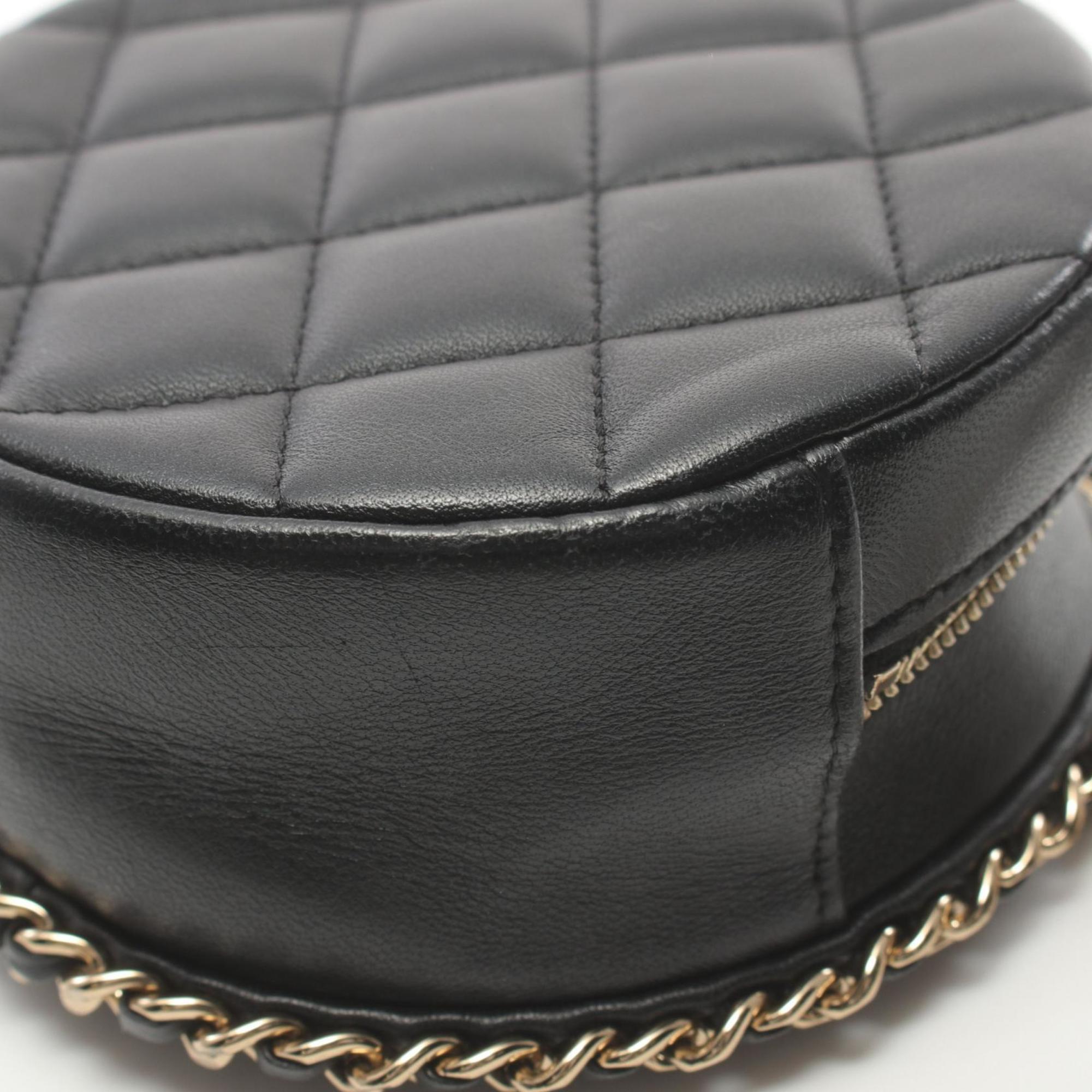 CHANEL Matelasse Shoulder Bag, Lambskin, Women's, Black, AP0739