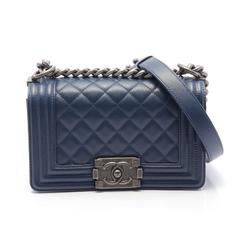 CHANEL Boy Chanel Small Matelasse Shoulder Bag Caviar Skin (Grained Calf) Women's Navy A67085