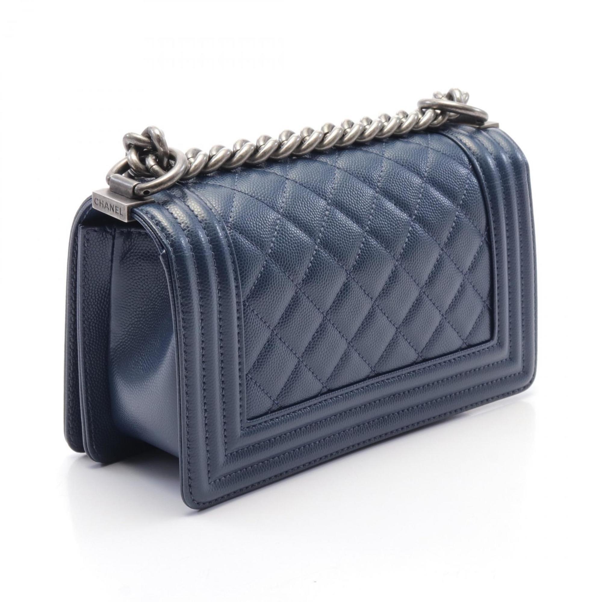 CHANEL Boy Chanel Small Matelasse Shoulder Bag Caviar Skin (Grained Calf) Women's Navy A67085