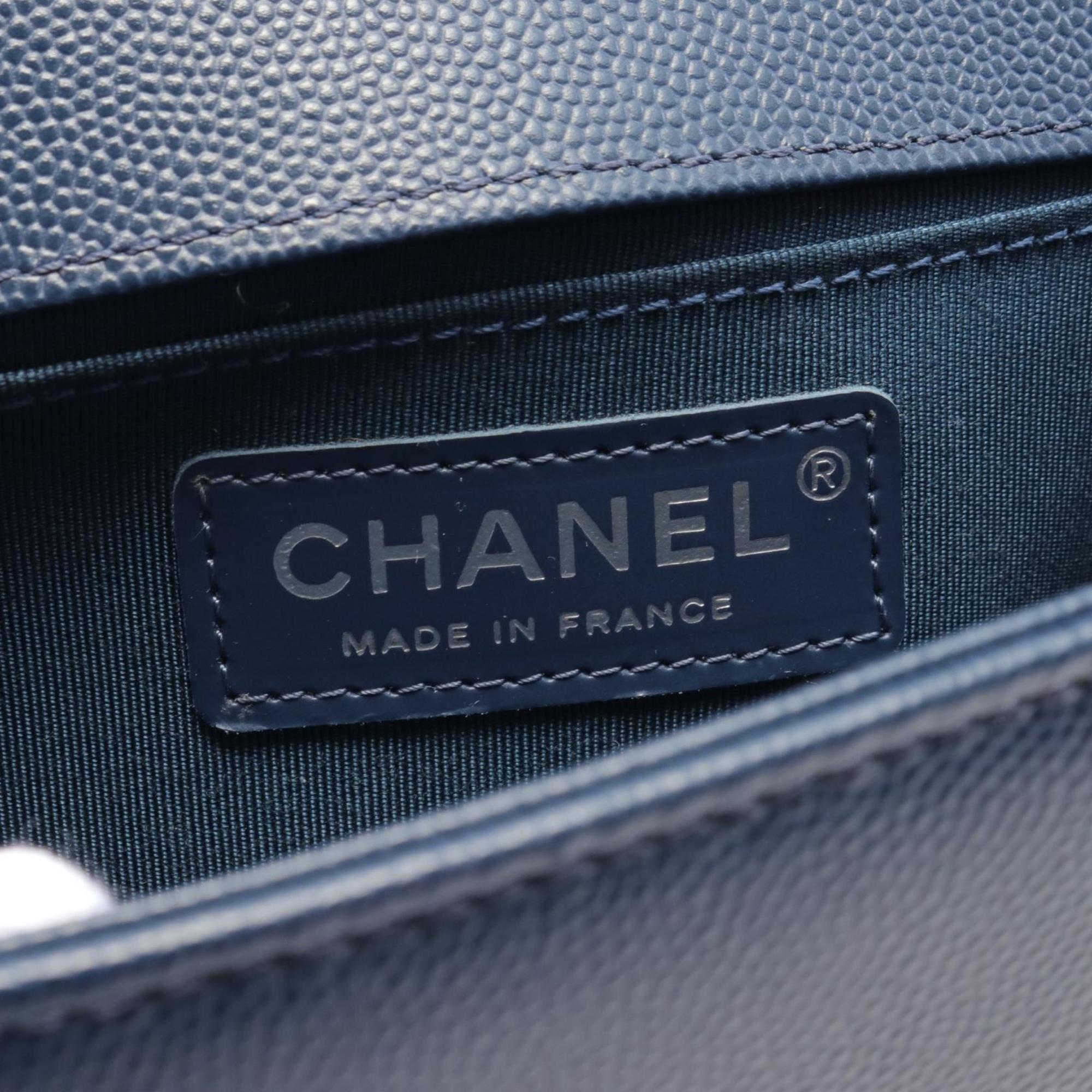 CHANEL Boy Chanel Small Matelasse Shoulder Bag Caviar Skin (Grained Calf) Women's Navy A67085