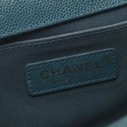 CHANEL Boy Chanel Matelasse Shoulder Bag Caviar Skin (Grained Calf) Women's Green A67086