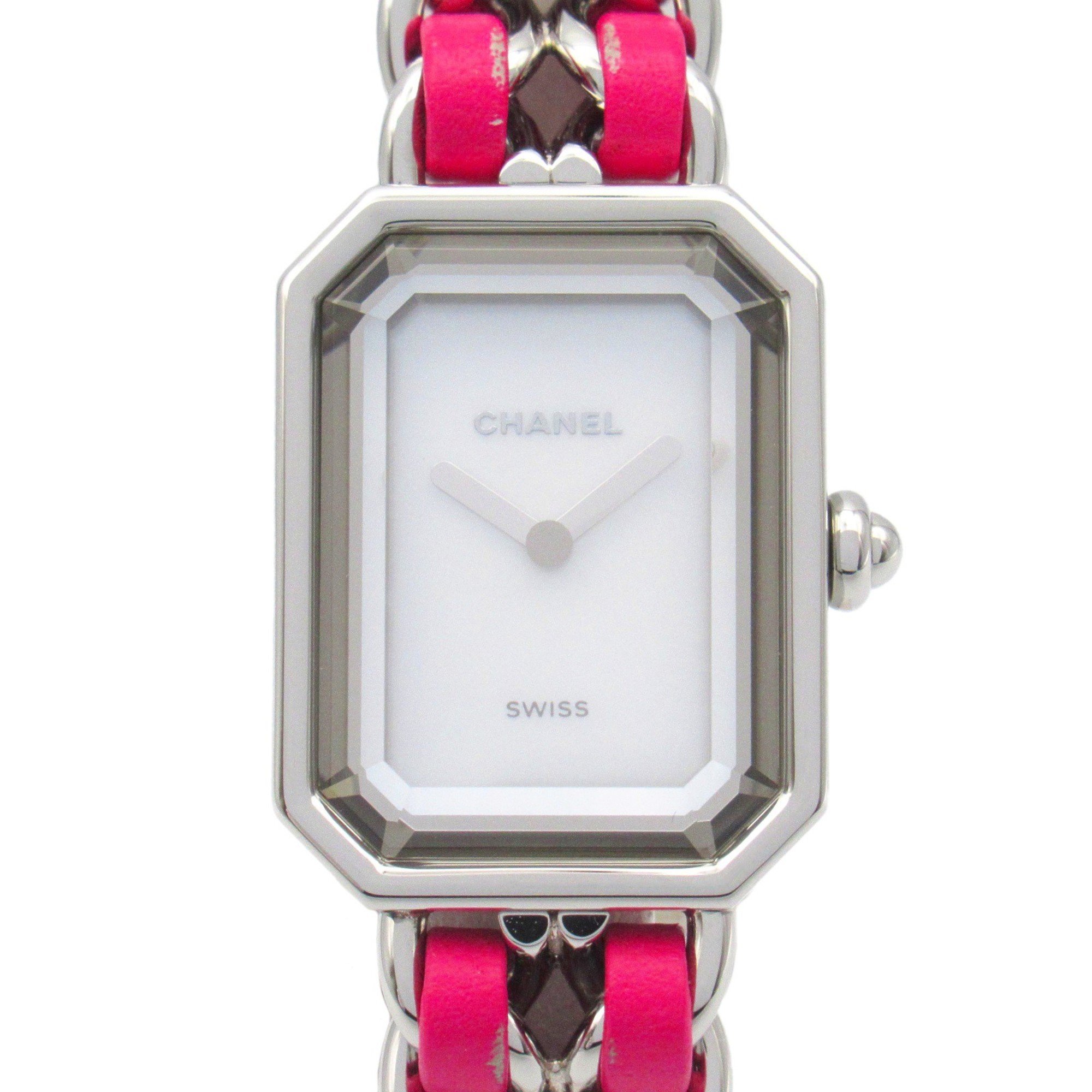 CHANEL Premiere Rock Watch Stainless Steel Leather Women's White Shell H6360