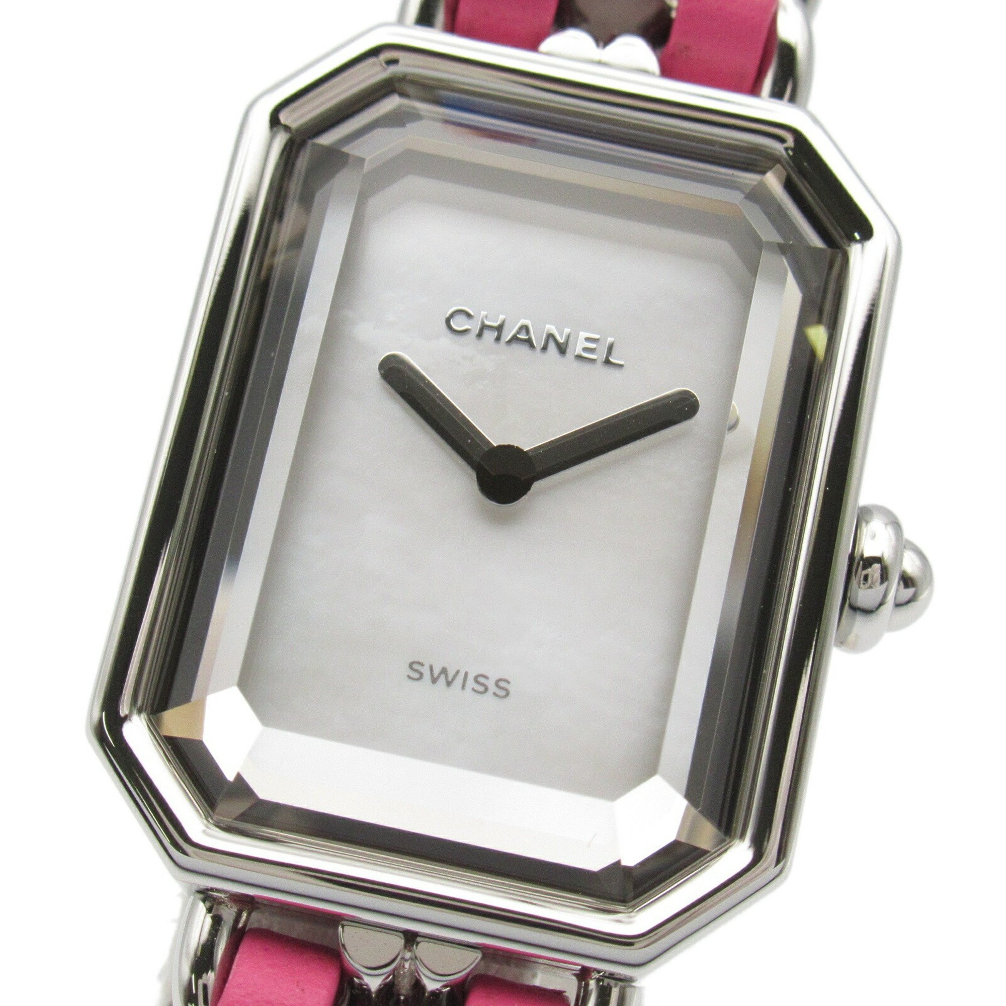 CHANEL Premiere Rock Watch Stainless Steel Leather Women's White Shell H6360