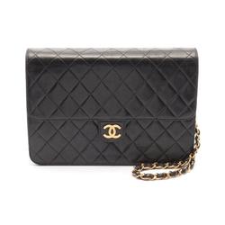 CHANEL Matelasse Shoulder Bag, Lambskin, Women's, Black, A03570