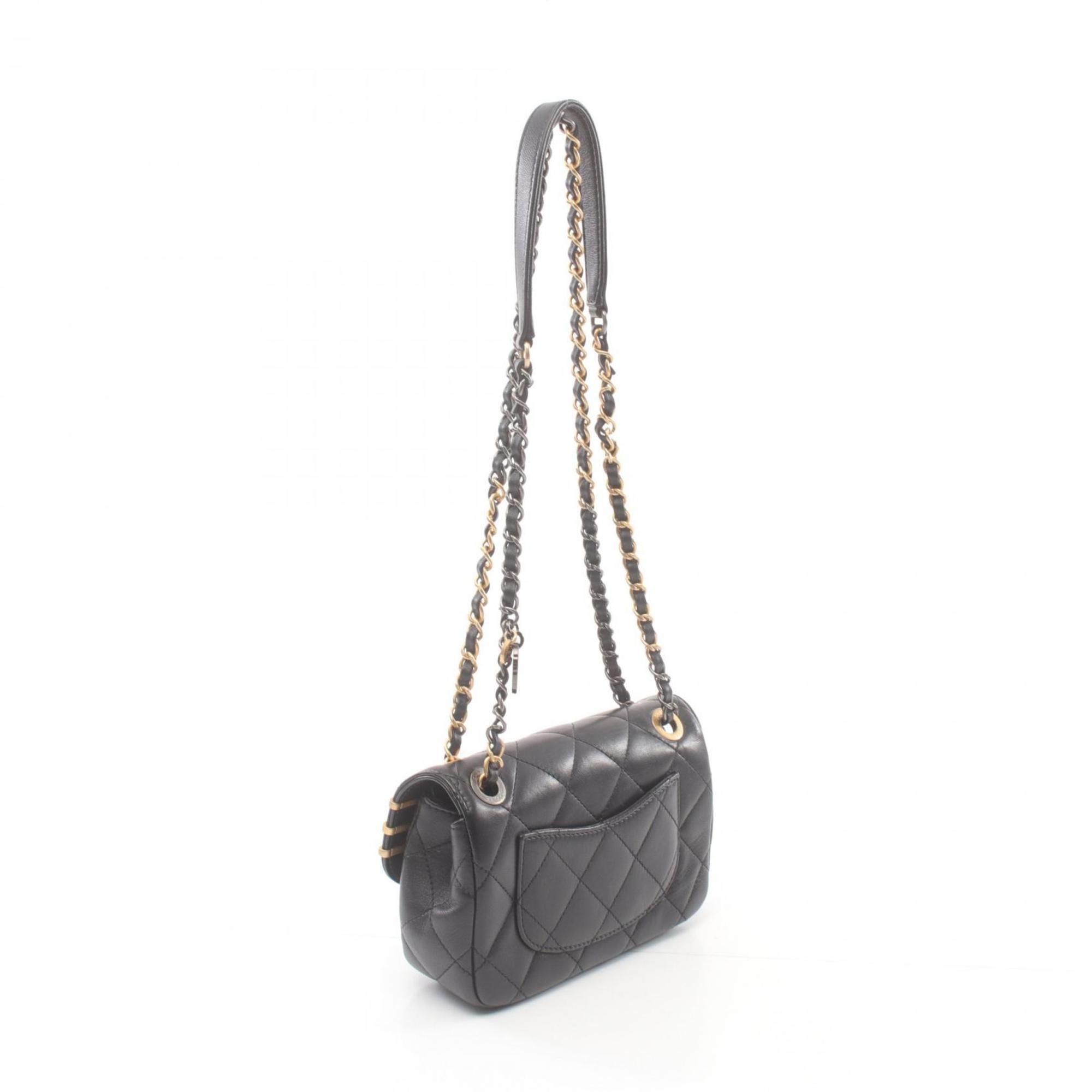 CHANEL Matelasse Shoulder Bag, Lambskin, Women's, Black, AS2978