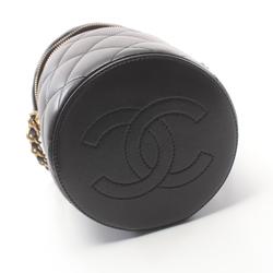 CHANEL Matelasse Shoulder Bag, Lambskin, Women's, Black, AS2735