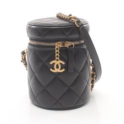 CHANEL Matelasse Shoulder Bag, Lambskin, Women's, Black, AS2735