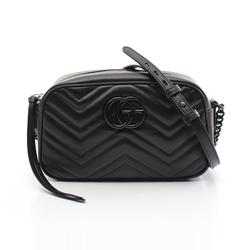 GUCCI GG Marmont Shoulder Bag Leather Women's Black 447632