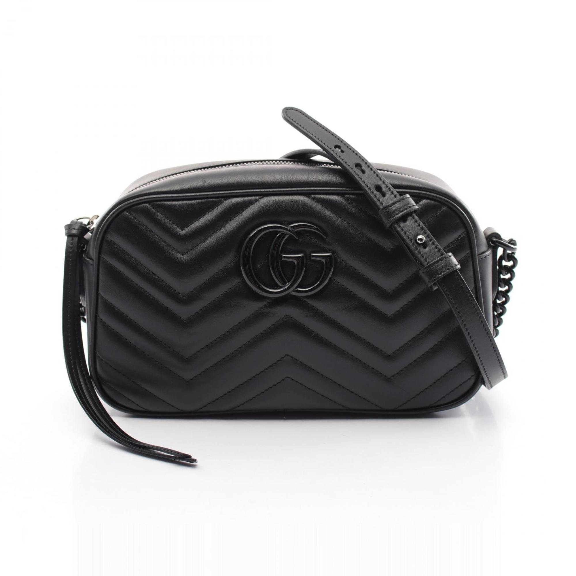 GUCCI GG Marmont Shoulder Bag Leather Women's Black 447632