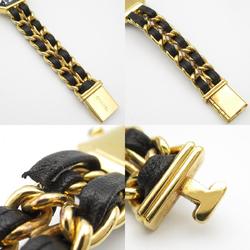 CHANEL Premiere L Watch GP (Gold Plated) Leather Strap Women's Black H0001