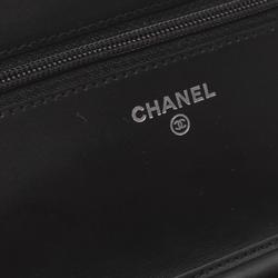 CHANEL Cambon Line Shoulder Bag Leather Patent Women's Black 6646