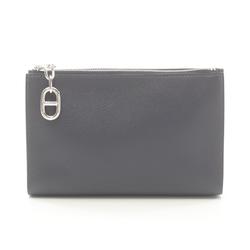 Hermes HERMES Zip Ango PM Chaine d'Ancre Pouch Bag Evercolor Women's Navy