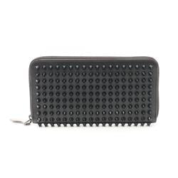 Christian Louboutin PANETTONE Round Long Wallet Leather Men's Women's Black 3135058