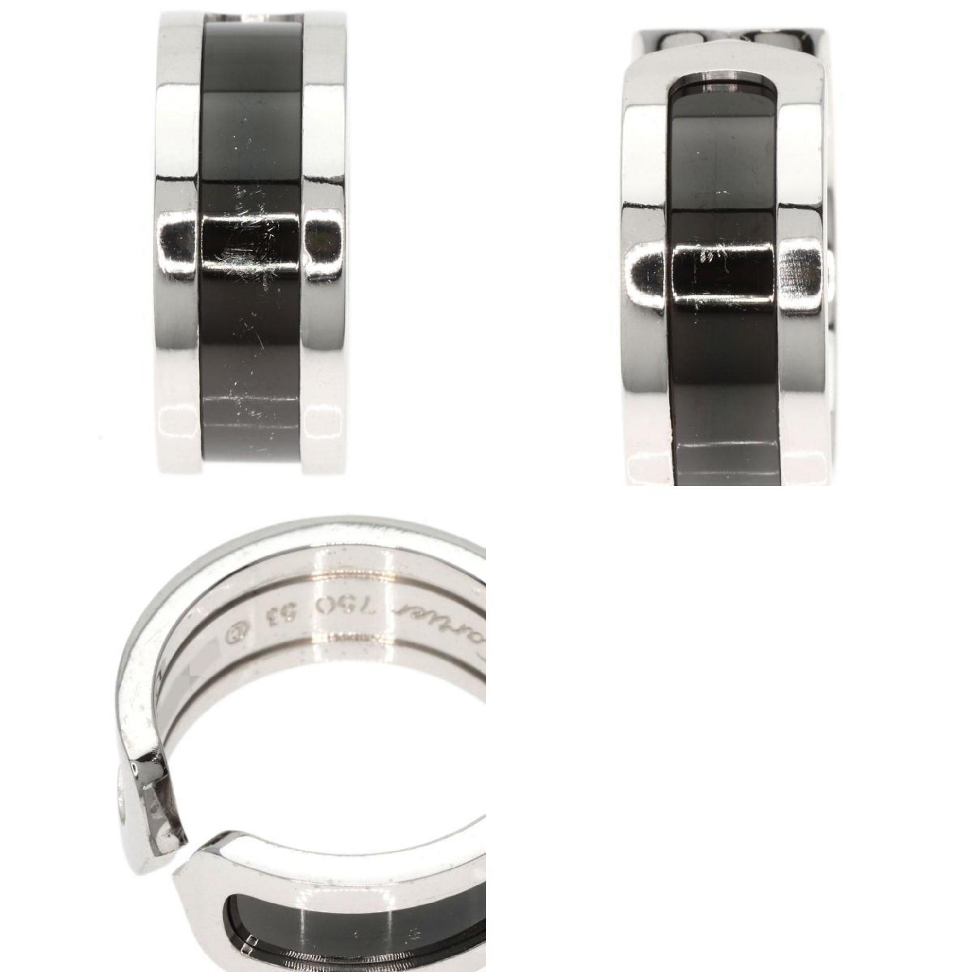 Cartier C2 Black Lacquer #53 Ring, 18K White Gold, Women's, CARTIER